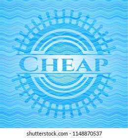 Cheap sky blue water emblem background.