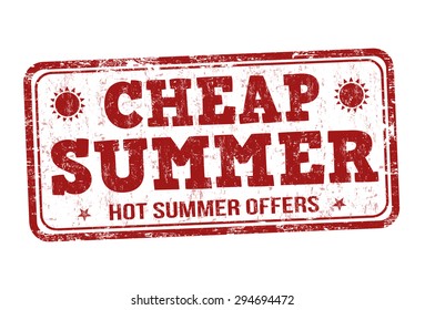 Cheap summer grunge rubber stamp on white background, vector illustration