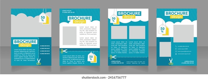 Cheap vacation package blank brochure design. Special offer. Template set with copy space for text. Premade corporate reports collection. Editable 4 paper pages. Ubuntu Bold, Regular fonts used