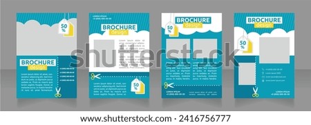 Cheap vacation package blank brochure design. Special offer. Template set with copy space for text. Premade corporate reports collection. Editable 4 paper pages. Ubuntu Bold, Regular fonts used