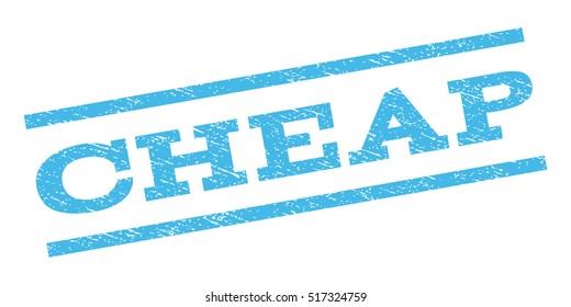 Cheap watermark stamp. Text caption between parallel lines with grunge design style. Rubber seal stamp with dust texture. Vector light blue color ink imprint on a white background.