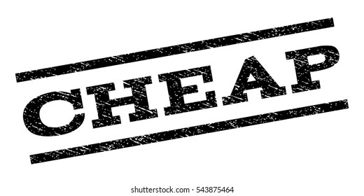 Cheap watermark stamp. Text caption between parallel lines with grunge design style. Rubber seal stamp with unclean texture. Vector black color ink imprint on a white background.