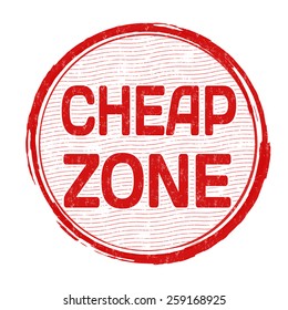 Cheap zone grunge rubber stamp on white, vector illustration