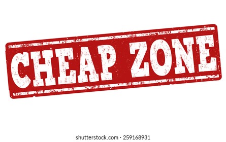 Cheap zone grunge rubber stamp on white, vector illustration