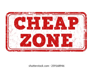 Cheap zone grunge rubber stamp on white, vector illustration