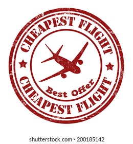 Cheapest flight grunge rubber stamp on white, vector illustration