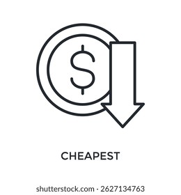 Cheapest Icon Outline Style. Vector Illustration For Graphic Design