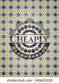 Cheaply arabic style badge. Arabesque decoration.