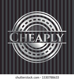Cheaply silvery emblem. Vector Illustration. Mosaic.