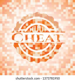 Cheat abstract emblem, orange mosaic background