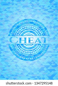 Cheat light blue emblem. Mosaic background