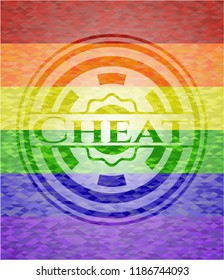 Cheat on mosaic background with the colors of the LGBT flag