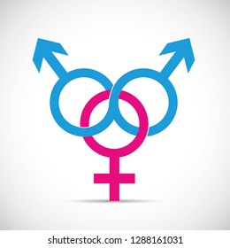 cheat partner relationship and fraud two male and one female symbol vector illustration EPS10