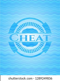 Cheat sky blue water wave style emblem.