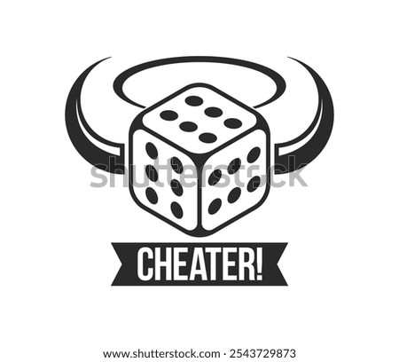 Cheater concept with dice that have number 6 on every side vector illustration.