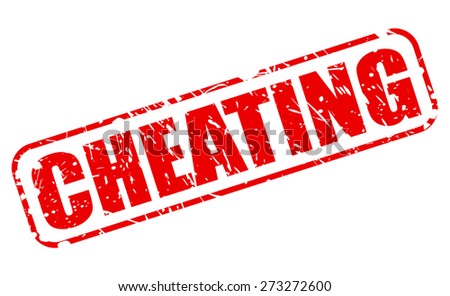 Cheating red stamp text on white