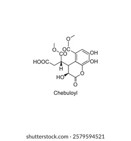 Chebuloyl skeletal structure.Tannin compound schematic illustration. Simple diagram, chemical structure.