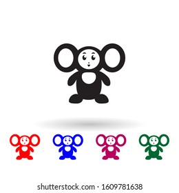 Cheburashka, russian cartoon characters multi color icon. Simple glyph, flat vector of toys icons for ui and ux, website or mobile application