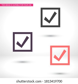 Marque el icono de contorno aislado en el fondo. Compruebe el símbolo de diseño de sitios web, aplicación móvil, logotipo de verificación, interfaz de usuario. Trazo editable. Ilustración vectorial. Comprobación Eps10