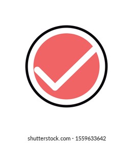 chech mark button social media icon line and fill vector illustration