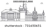 Chech Republic, Brno architecture line skyline illustration. Linear vector cityscape with famous landmarks, city sights, design icons. Landscape wtih editable strokes