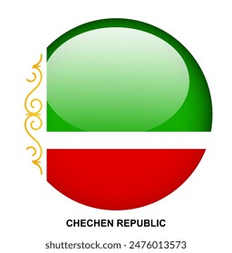 CHECHEN REPUBLIC flag button on white background