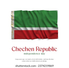 Chechen Republic Flag, Celebrating Independence Day. Abstract waving flag on white background Country Flag.