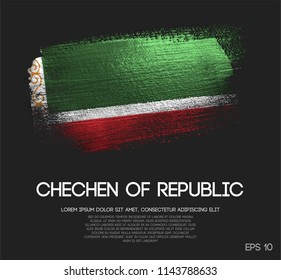 Chechen Republic Flag Made of Glitter Sparkle Brush Paint Vector