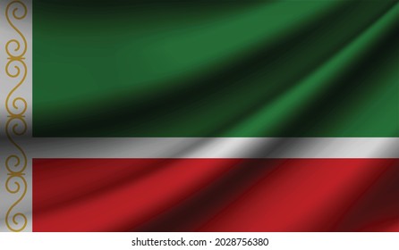 chechen republic flag waving. Background for patriotic and national design. Vector illustration