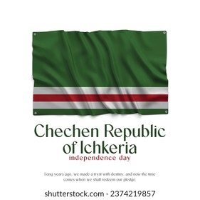 Chechen Republic of Ichkeria Flag, Celebrating Independence Day. Abstract waving flag on white background Country Flag.