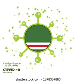 Chechen Republic of Lchkeria Coronavius Flag Awareness Background. Stay home, Stay Healthy. Take care of your own health. Pray for Country