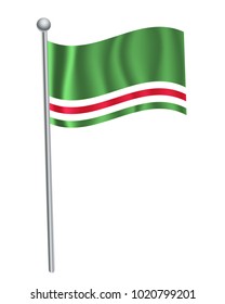Chechen Republic waving flag on flagpole vector illustration.3d vector icon isolated on white background