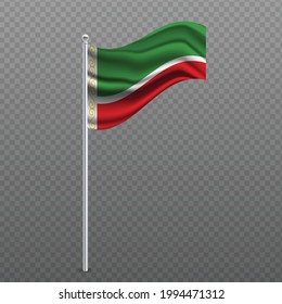Chechen Republic waving flag on metal pole. Vector illustration.