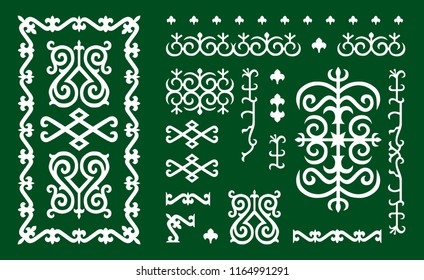 Chechen traditional ornament elements.  
Vector Illustration set.