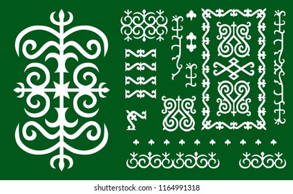 Chechen traditional ornament elements.  
Vector Illustration set.