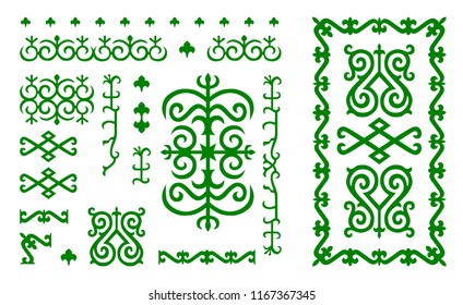 Chechen traditional ornament elements.  
Vector Illustration set.