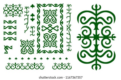 Chechen traditional ornament elements.  
Vector Illustration set.