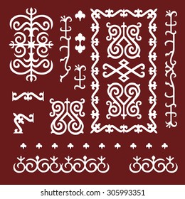 Chechen traditional ornamental elements.  
Vector Illustration set.