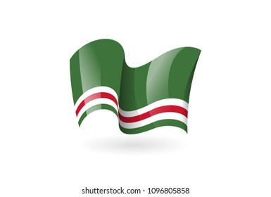 Chechen waving flag vector icon, national symbol. Flag of Chechen, fluttered in the wind - vector illustration isolated on white background.