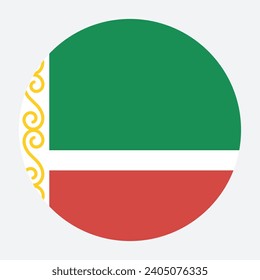 Chechnya circle flag. Button flag icon. Standard color. Circle icon flag. Computer illustration. Digital illustration. Vector illustration.