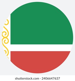 Chechnya circle flag. Button flag icon. Standard color. Circle icon flag. Computer illustration. Digital illustration. Vector illustration.