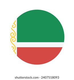Chechnya circle flag. Button flag icon. Standard color. Circle icon flag. Computer illustration. Digital illustration. Vector illustration.