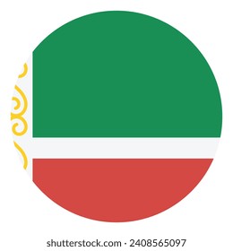 Chechnya circle flag. Button flag icon. Standard color. Circle icon flag. Computer illustration. Digital illustration. Vector illustration.