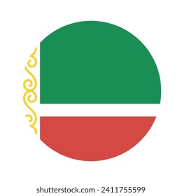 Chechnya flag. Button flag icon. Standard color. Circle icon flag. Computer illustration. Digital illustration. Vector illustration.