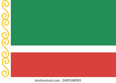 Chechnya flag. The official ratio. Flag icon. Standard color. Standard size. A rectangular flag. Computer illustration. Digital illustration. Vector illustration.