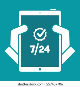 Check 7/24 services - Vector web icon