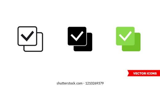 Check All Icon Of 3 Types: Color, Black And White, Outline. Isolated Vector Sign Symbol.