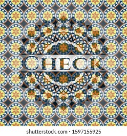 Check arabesque emblem. arabic decoration.