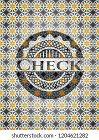 Check arabic style badge. Arabesque decoration.