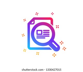 Check article icon. Ð¡opyright sign. Magnifying glass symbol. Dynamic shapes. Gradient design check article icon. Classic style. Vector